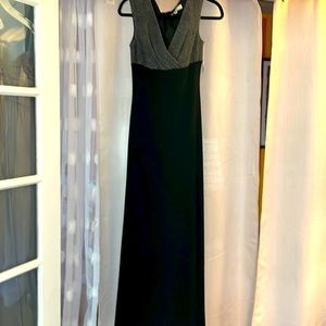 Andrea Polizzi, black and silver v-neck gown, size 6